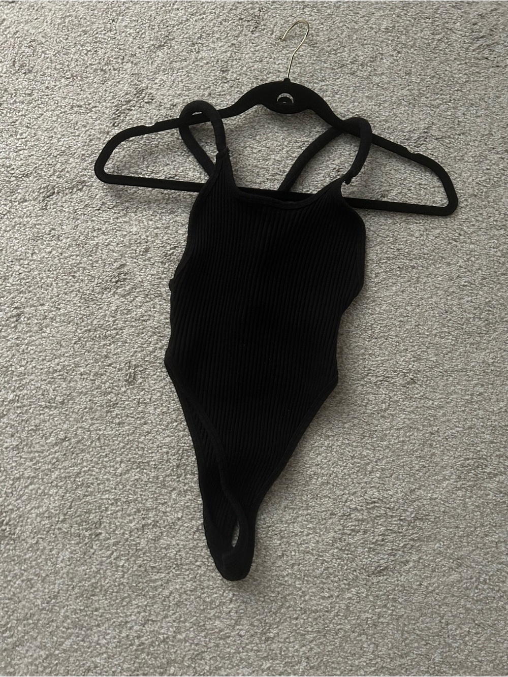 The Line by K Black Ribbed Bodysuit
